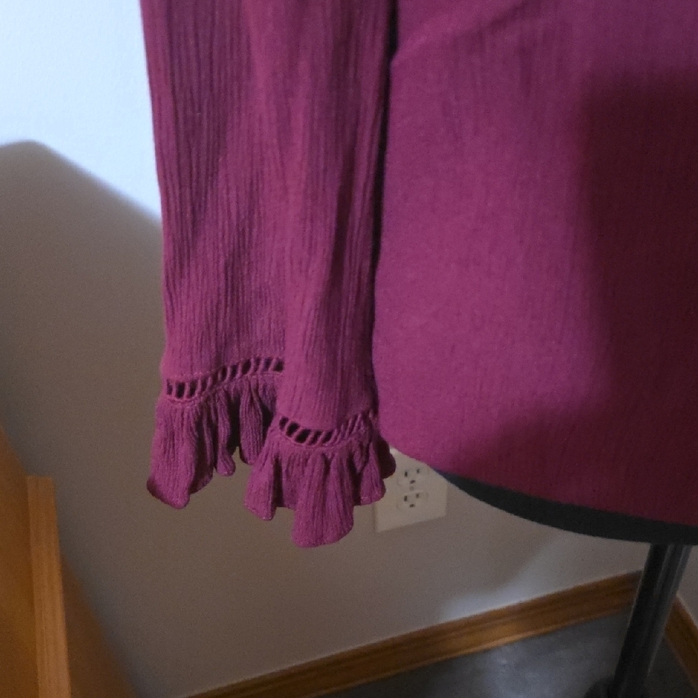 NorthStyle Maroon Ruffle Blouse - Picture 3 of 4